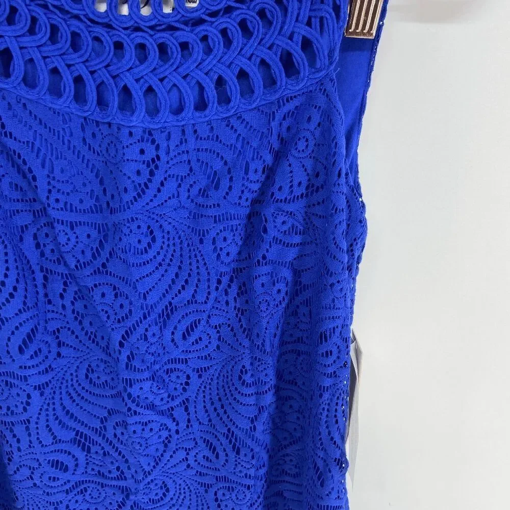 Eliza J womens royal blue preowned summer lace sleeveless shift dress 2